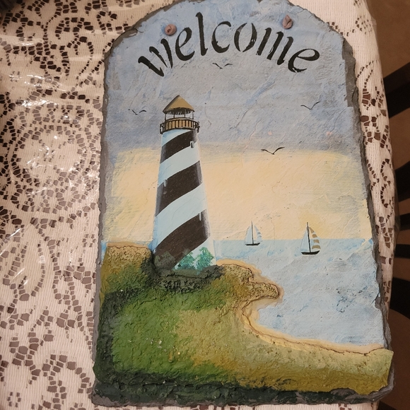 Lighthouse heavy textured Welcome plaque - Picture 2 of 3